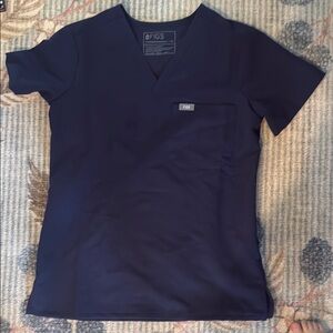 Figs Blue Fitted Short Sleeve Tee